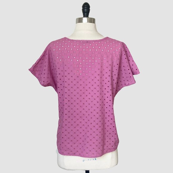 NEW Hot Pink Cotton Eyelet Tee - Picture 3 of 3